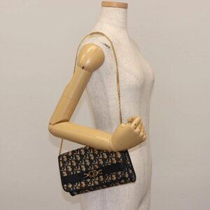 Christian Dior Trotter Canvas Chain Shoulder Bag Navy Auth
